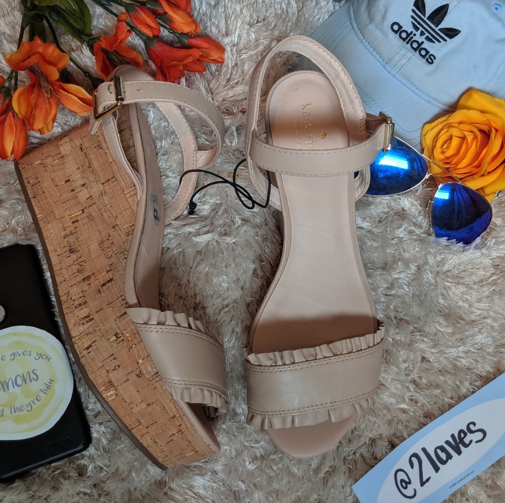 NWT Kate Spade Pink Ruffled Wedges Size 9.5